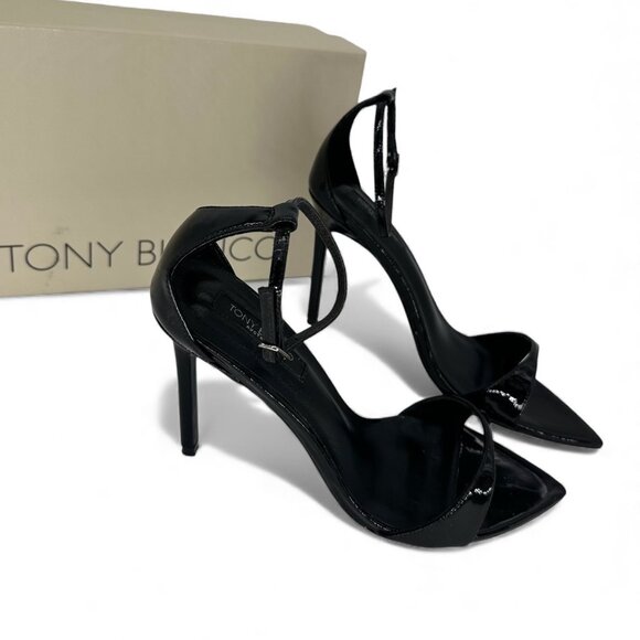 Tony Bianco Martini Black Patent Leather Ankle-Strap Stiletto Sandal US 9.5 EU40 - Picture 2 of 10